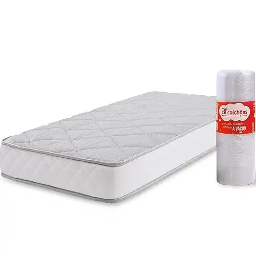 Colchão Solteiro Espuma D33 A Vácuo Ortopédica Certificada BF Colchões 78x188x17cm